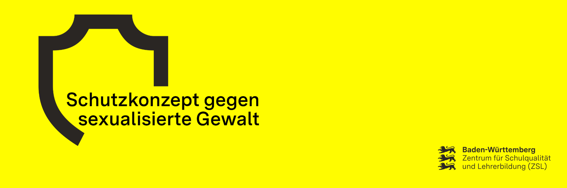 Logo Ein Schutzschild mit innenliegender Schrift: Schutzkonzept gegen sexualisierte Gewalt sowie am rechten Rand das ZSL Logo